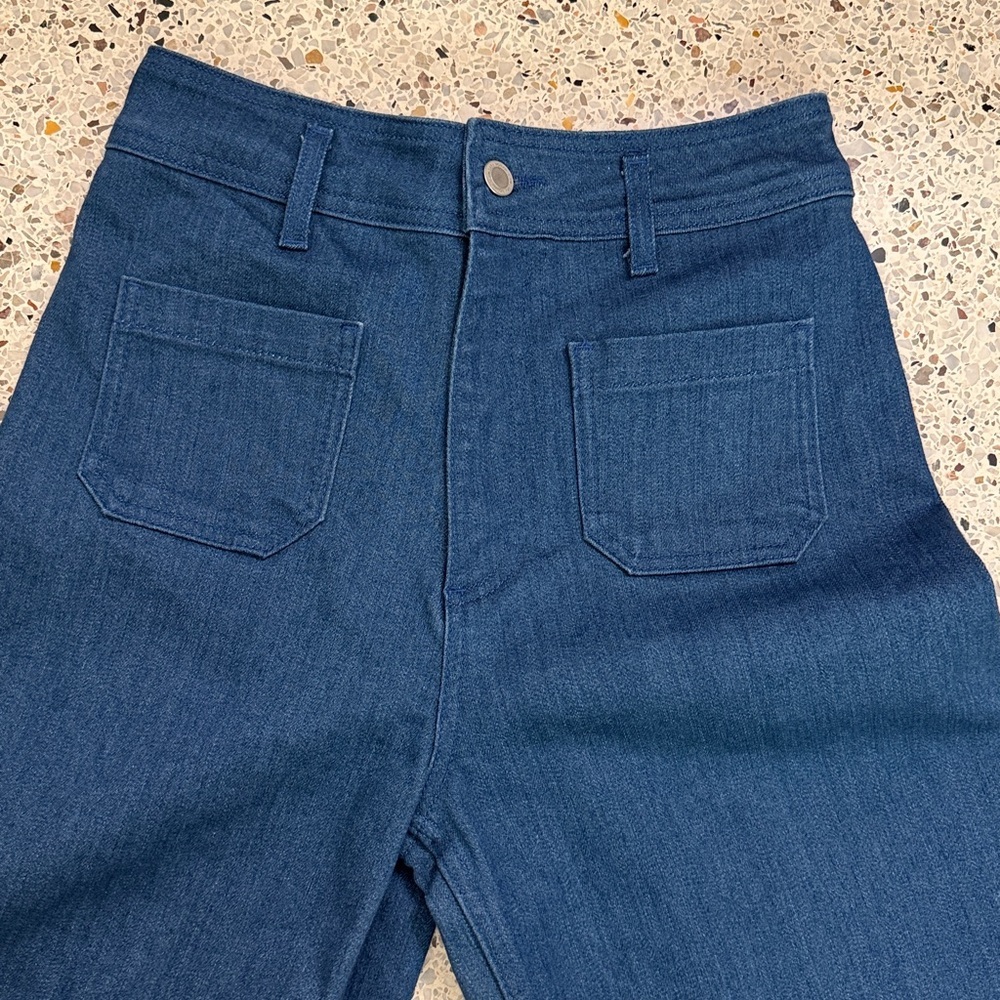 Zara high rise waist wide leg pocket front stretch jeans 6 - Picture 6 of 8